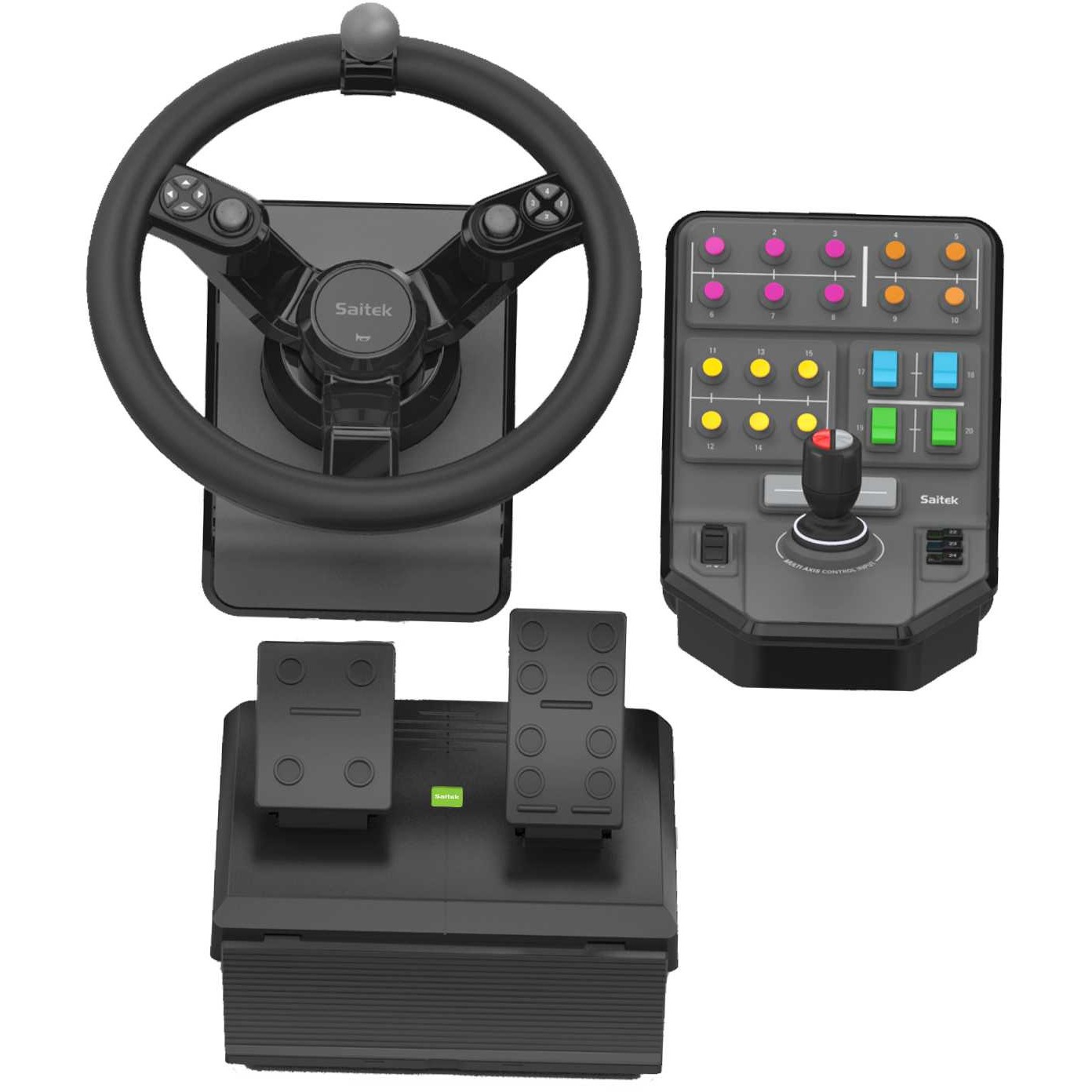 Set Timon & Kontroller për Simulator Bujqësie – Logitech G Saitek + Panel Kontrolli me Butona & Levë
