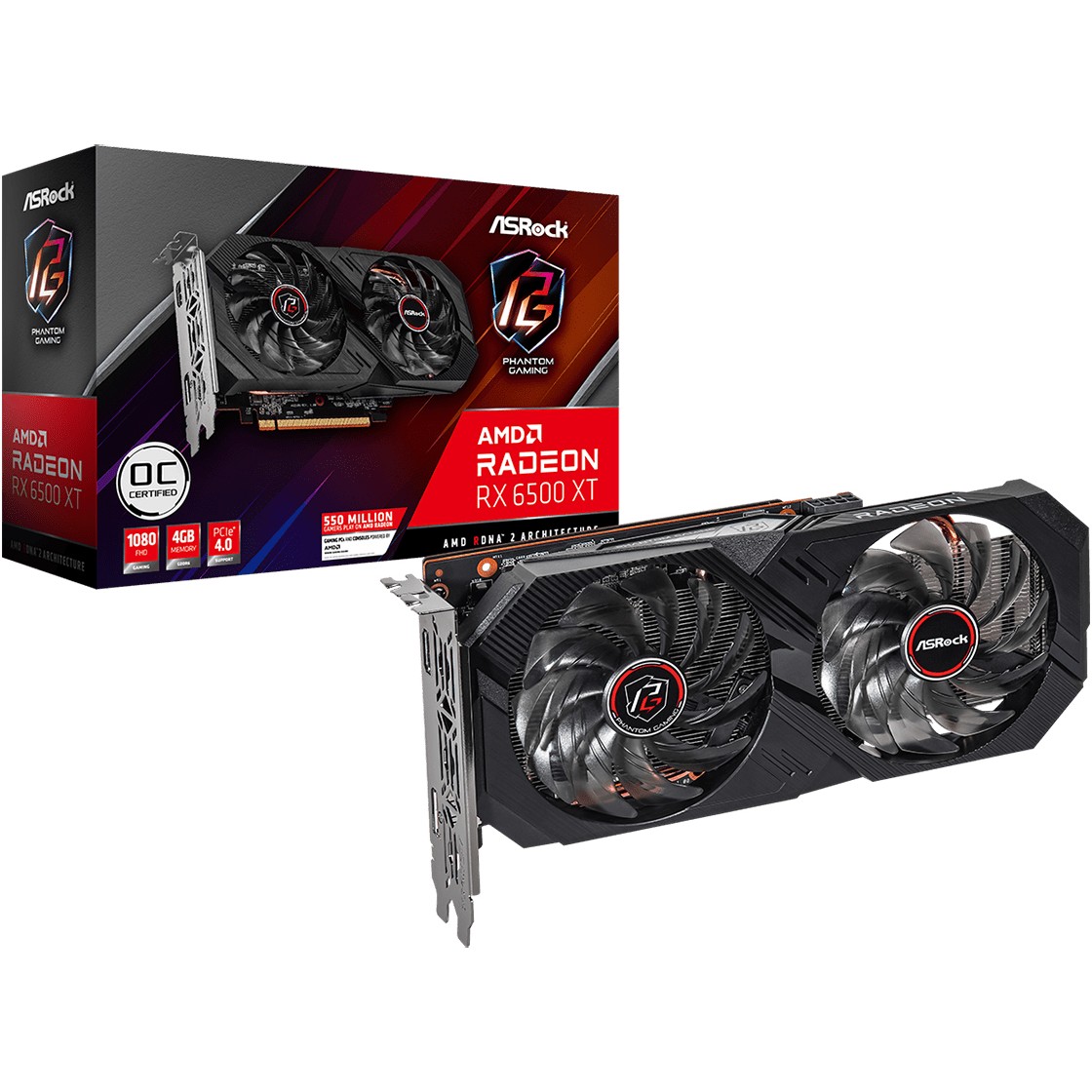 Kartelë Grafike (GPU) RX 6500 XT 4GB ASRock Phantom Gaming D OC | GDDR6 - Zezë