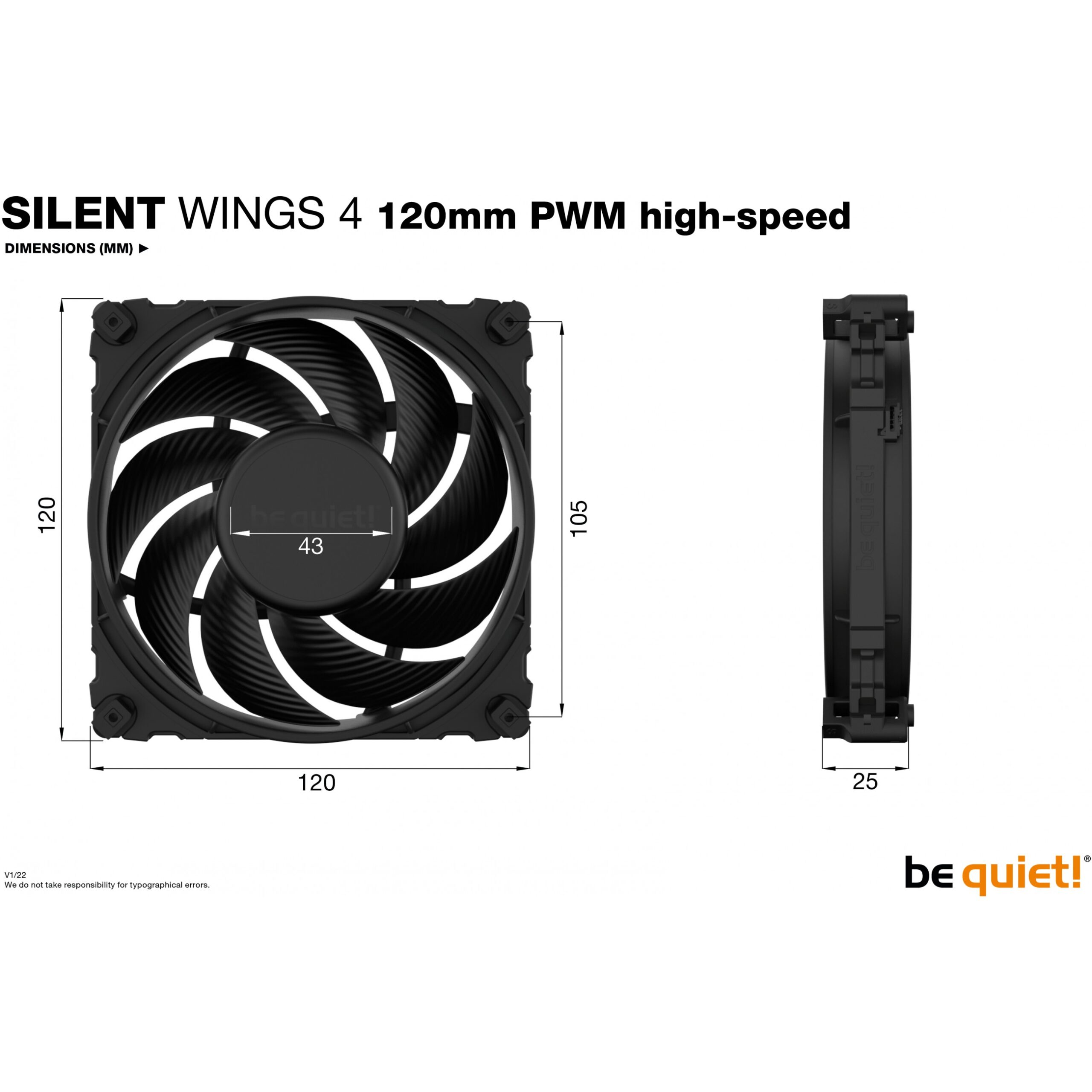 Ftohës për Kasë 120mm be quiet! SILENT WINGS 4 PWM me shpejtësi të lartë - Figura 5