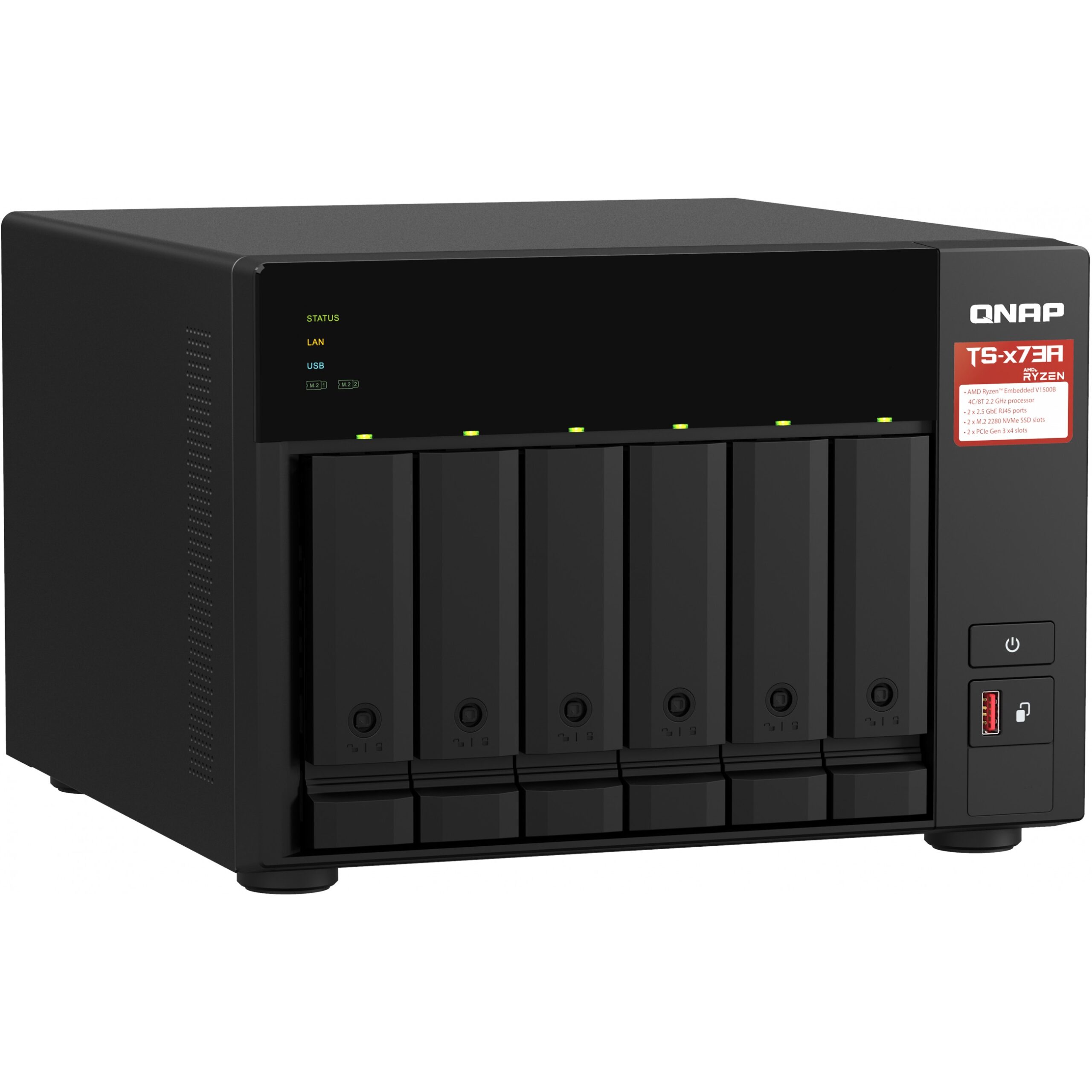 NAS QNAP TS-673A NAS-Server 6Schächte AMD Ryzen Embedded V1500B 2.2 GHz SATA 6Gb/s - Figura 2