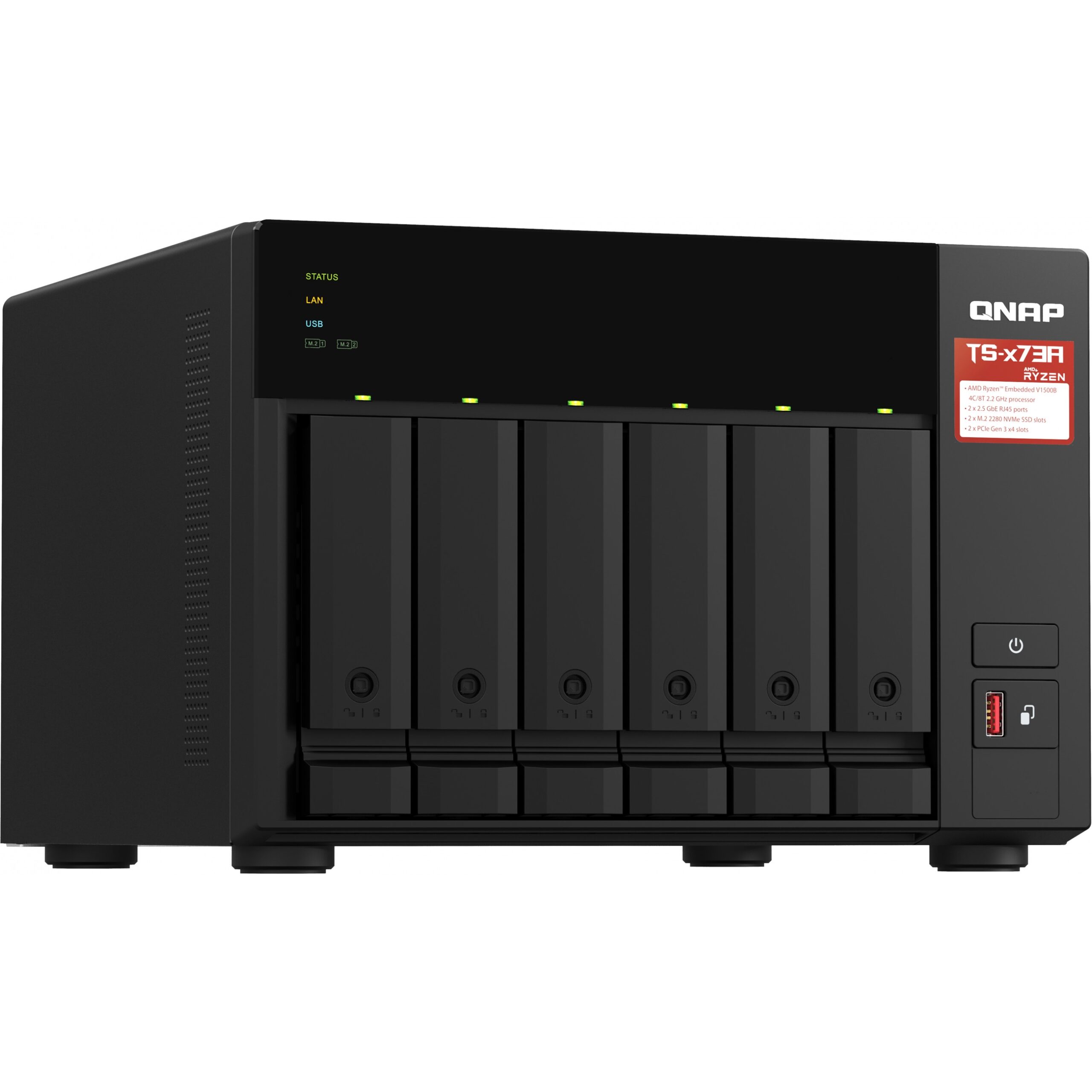 NAS QNAP TS-673A NAS-Server 6Schächte AMD Ryzen Embedded V1500B 2.2 GHz SATA 6Gb/s - Figura 3