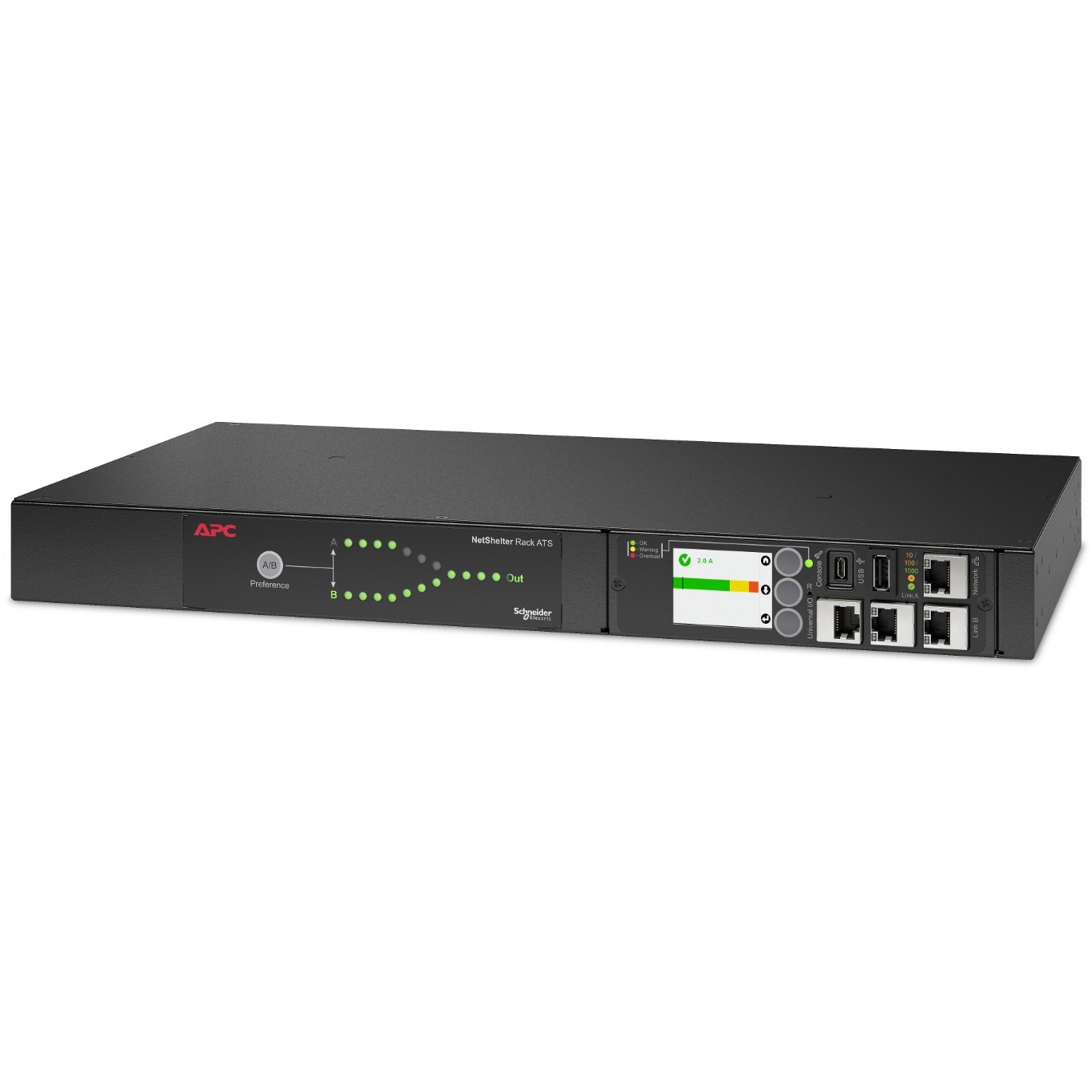 APC NetShelter AP4423A – 1U Rack Automatic Transfer Switch with Dual Power Inputs, SNMP Network Management & Fast Automatic Failover for High-Availability Server and Network Infrastructure