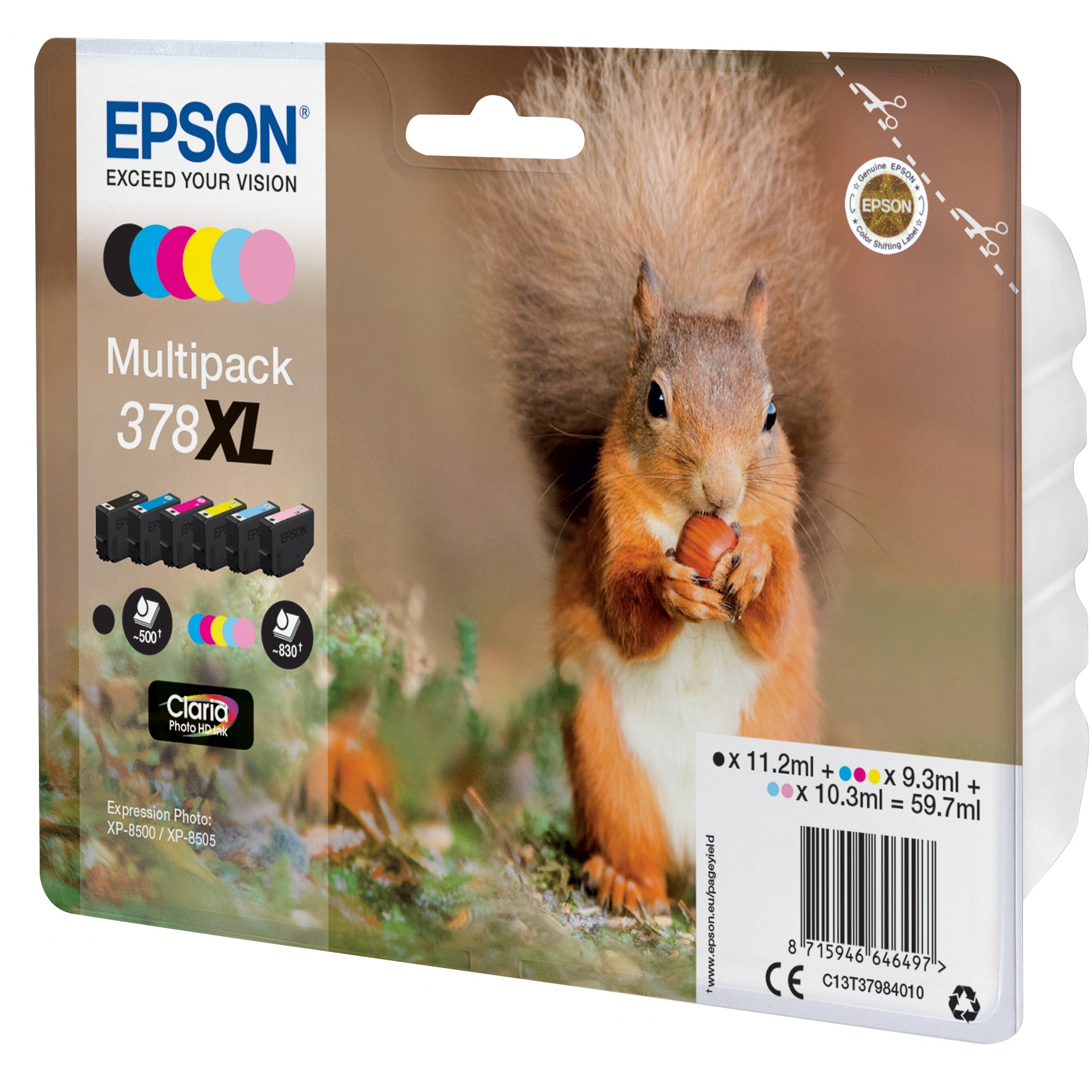 INK Epson 378XL Multipack C13T37984010 / 830 faqe / Zezë + Ngjyrë - Figura 2