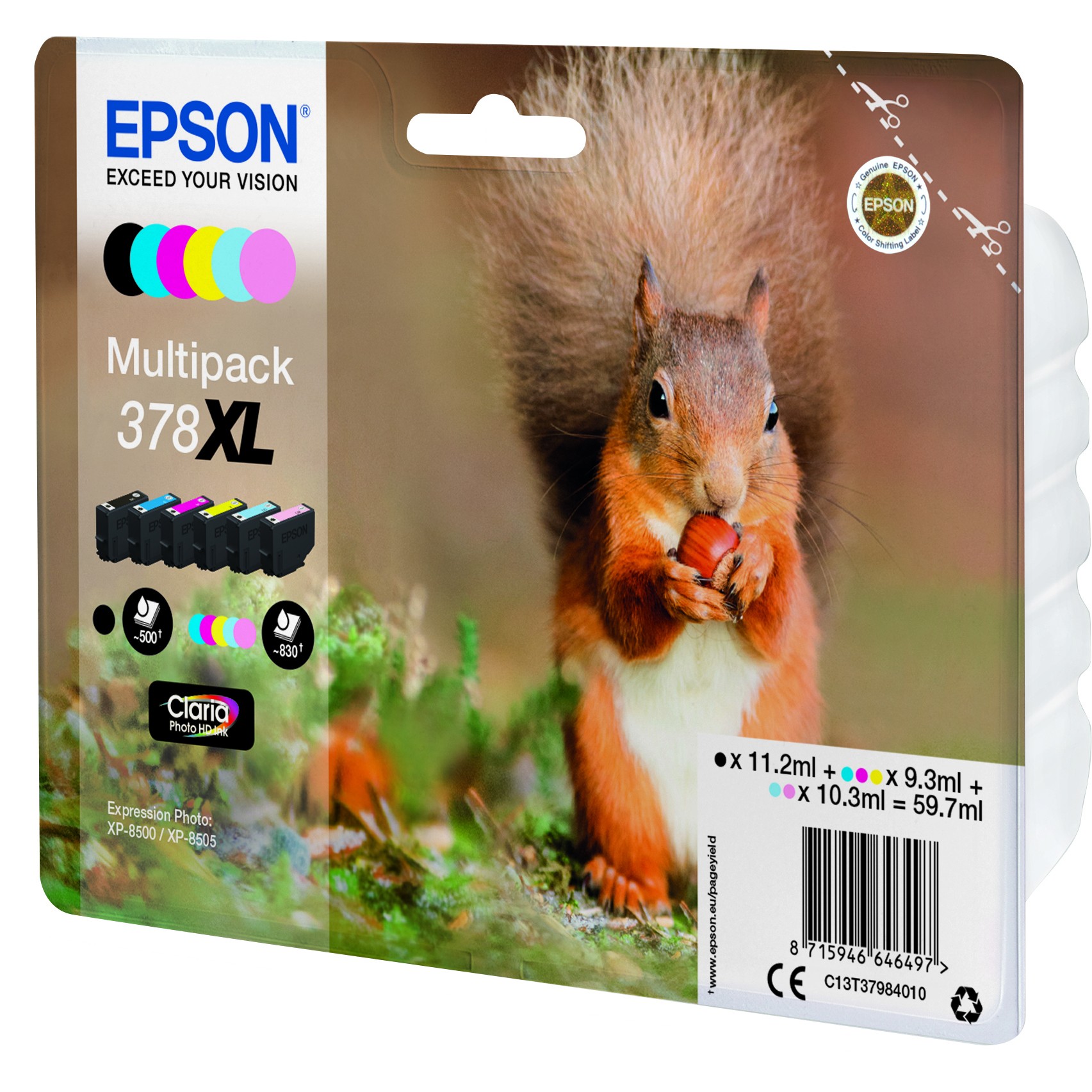 INK Epson 378XL Multipack C13T37984010 / 830 faqe / Zezë + Ngjyrë - Figura 3