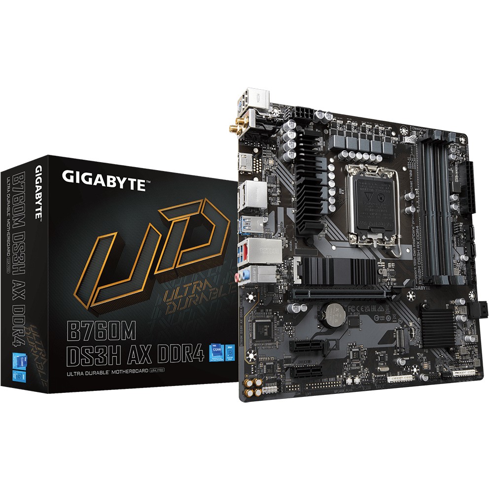 Pllakë Amë MB Intel Gigabyte B760M DS3H AX / LGA 1700 / DDR4 / HDMI+DP