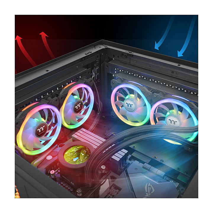 Ftohës për Kasë Thermaltake SWAFAN 14 RGB / 140mm / Radiator Fan / TT Premium Edition / 3-Pack – Zezë - Figura 4