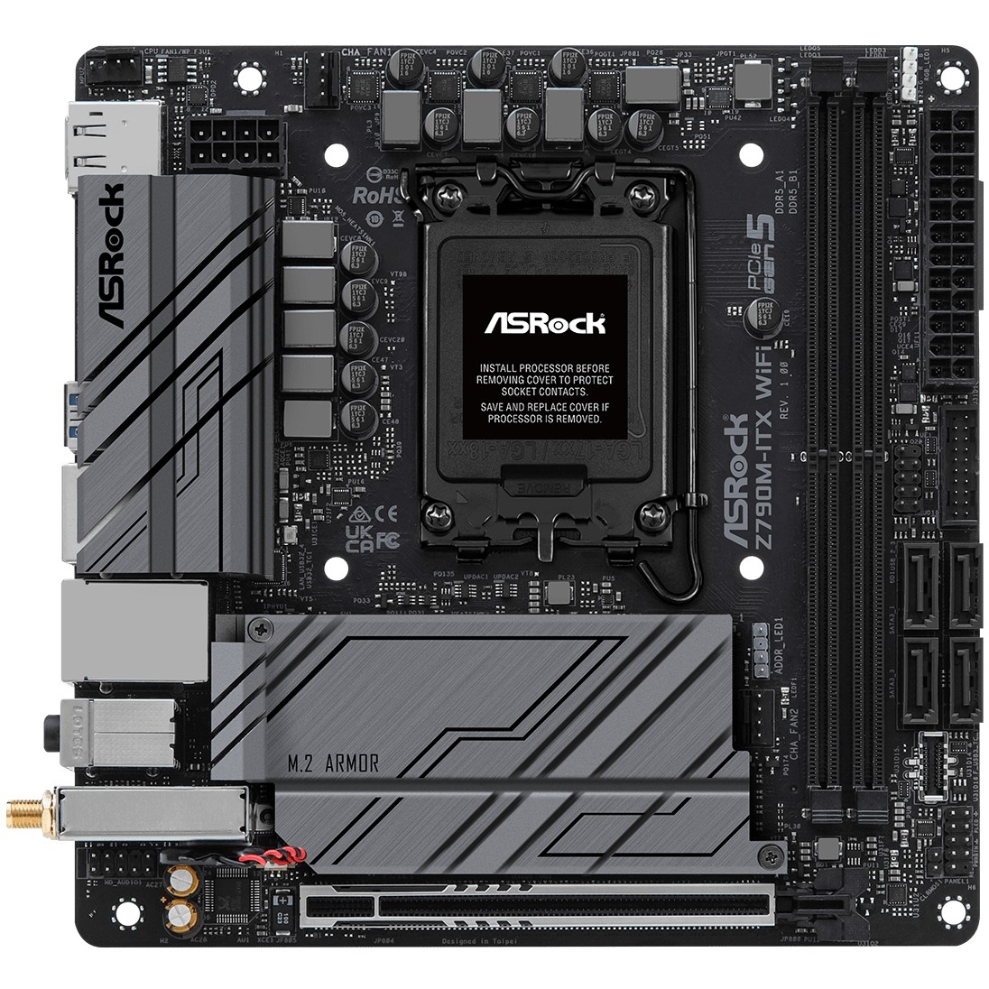 Pllakë Amë MB Intel ASRock Z790M-ITX Wifi / LGA 1700 / Mini-ITX / HDMI+DP - Figura 2