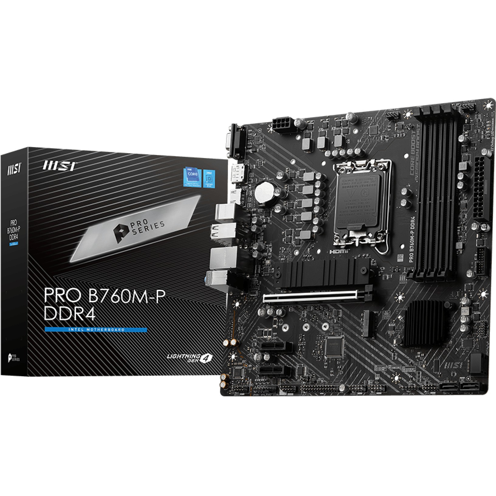 Pllakë Amë MB Intel MSI PRO B760M-P / DDR4 / LGA 1700 / Micro ATX / HDMI+DP