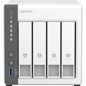 Server NAS Tower QNAP TS-433 / Cortex-A55 / 4 Slots / 4GB Maximum Memory /  4x 3.5-inch SATA 6Gb/s, 3Gb/s / I bardhë