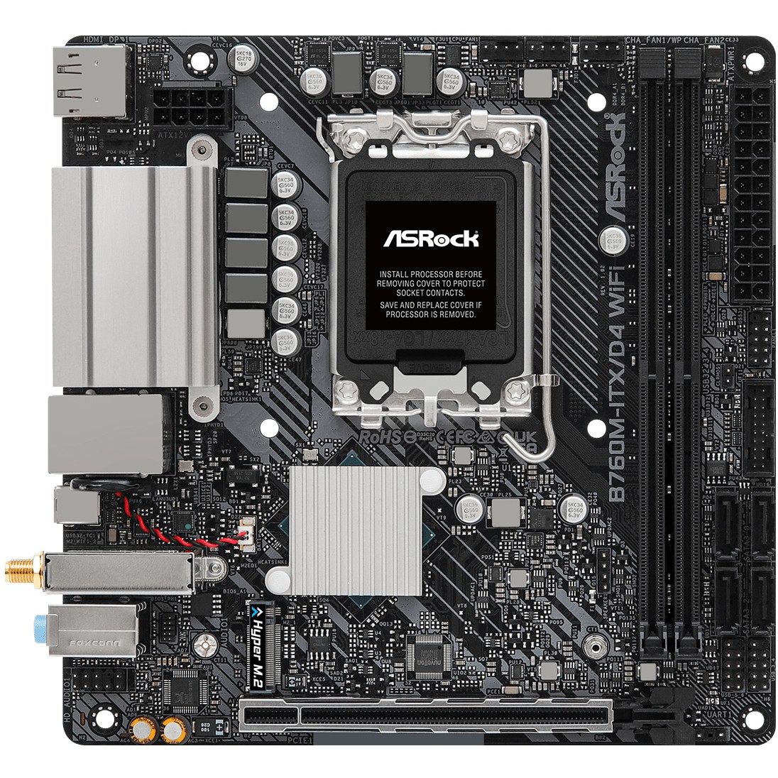 Pllakë Amë MB Intel ASROCK B760M ITX/D4 WIFI / LGA 1700 / DDR4 / Mini-ITX / HDMI+DP - Figura 2