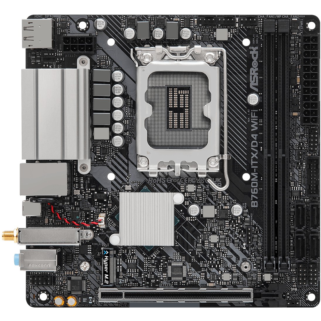 Pllakë Amë MB Intel ASROCK B760M ITX/D4 WIFI / LGA 1700 / DDR4 / Mini-ITX / HDMI+DP - Figura 3