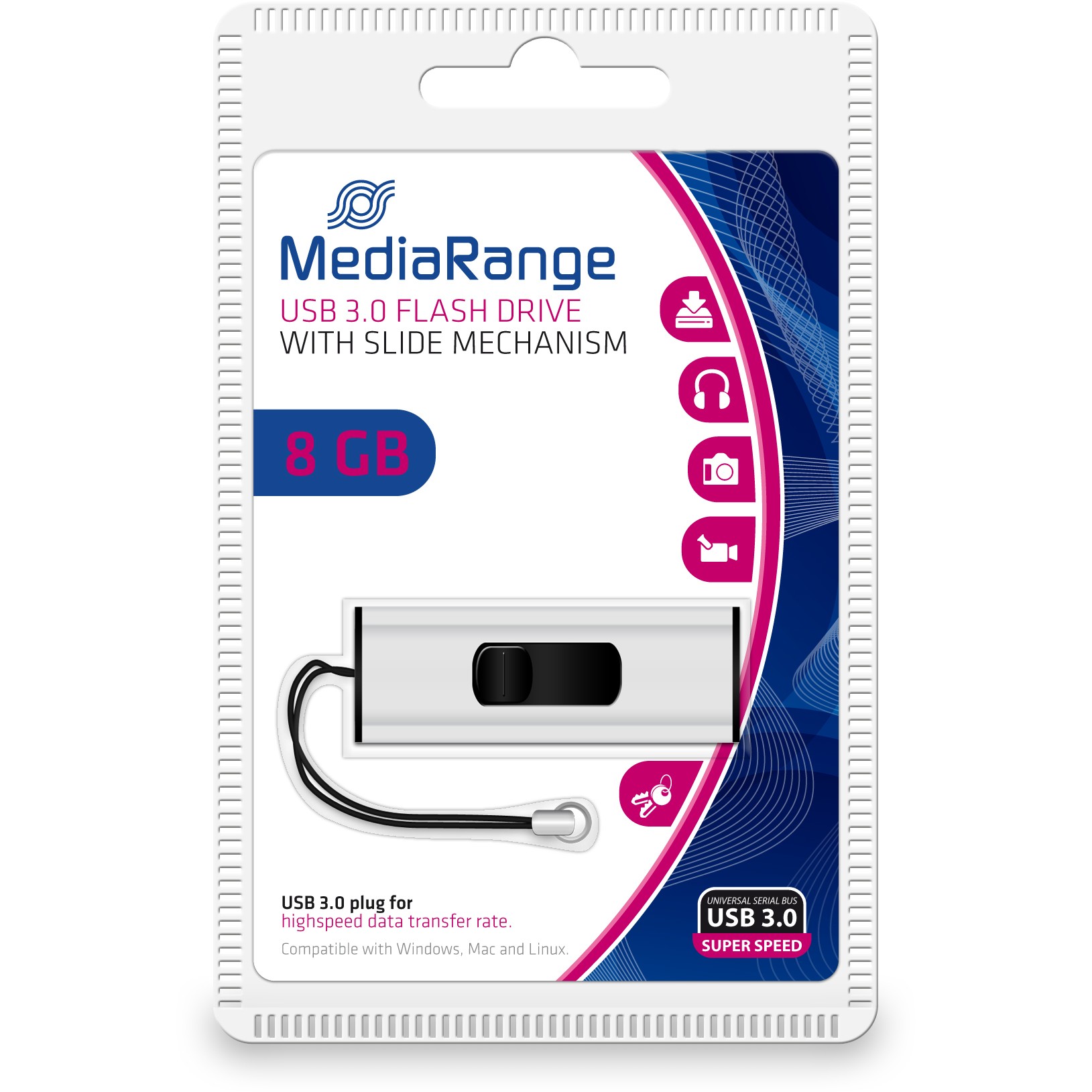 USB Flash Drive STICK 8GB MEDIARANGE MR914 3.2 Gen 1 - e zezë dhe hiri - Figura 5