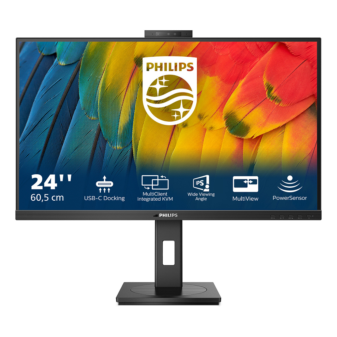 Monitor Philips 24B1U5301H / 23.8"/ Full HD IPS / LCD / Webcam / 75 Hz / 4 ms / HDMI+DisplayPort+USB+HDCP - Zezë - Figura 2