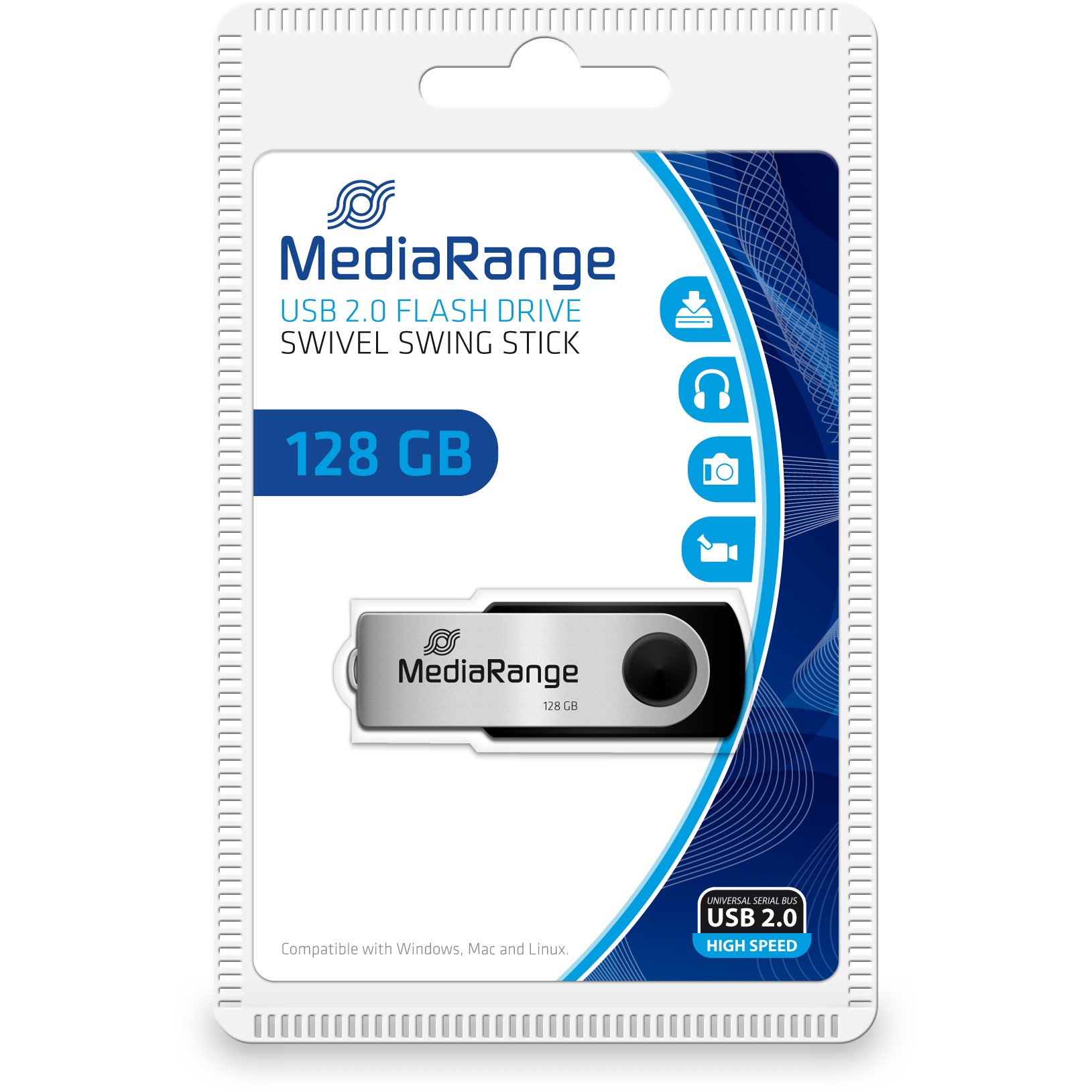USB Flash Drive STICK 128GB MEDIARANGE MR913 - e zezë