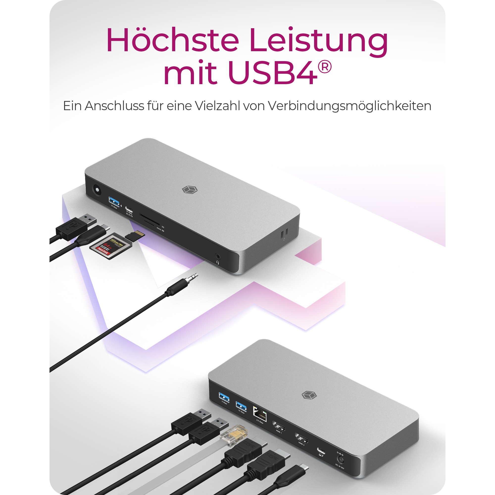 Docking Station ICY BOX IB-DK2880-C41 USB4 10-në-1 PD 100W - Zezë - Figura 2