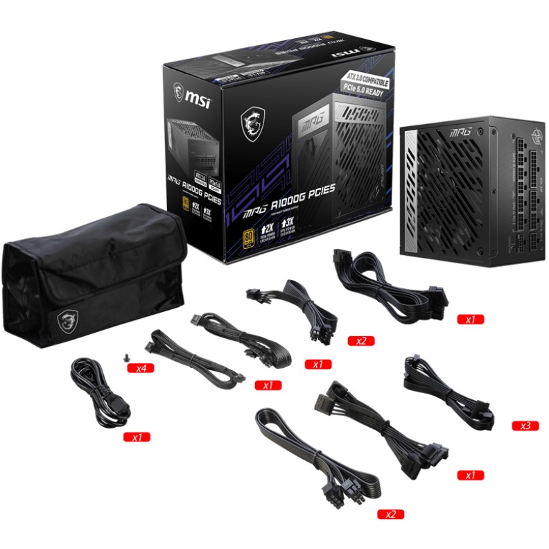 Furnizues Energjie PSU 1000W MSI MPG A1000G PCIE5 80 + Gold - Figura 5