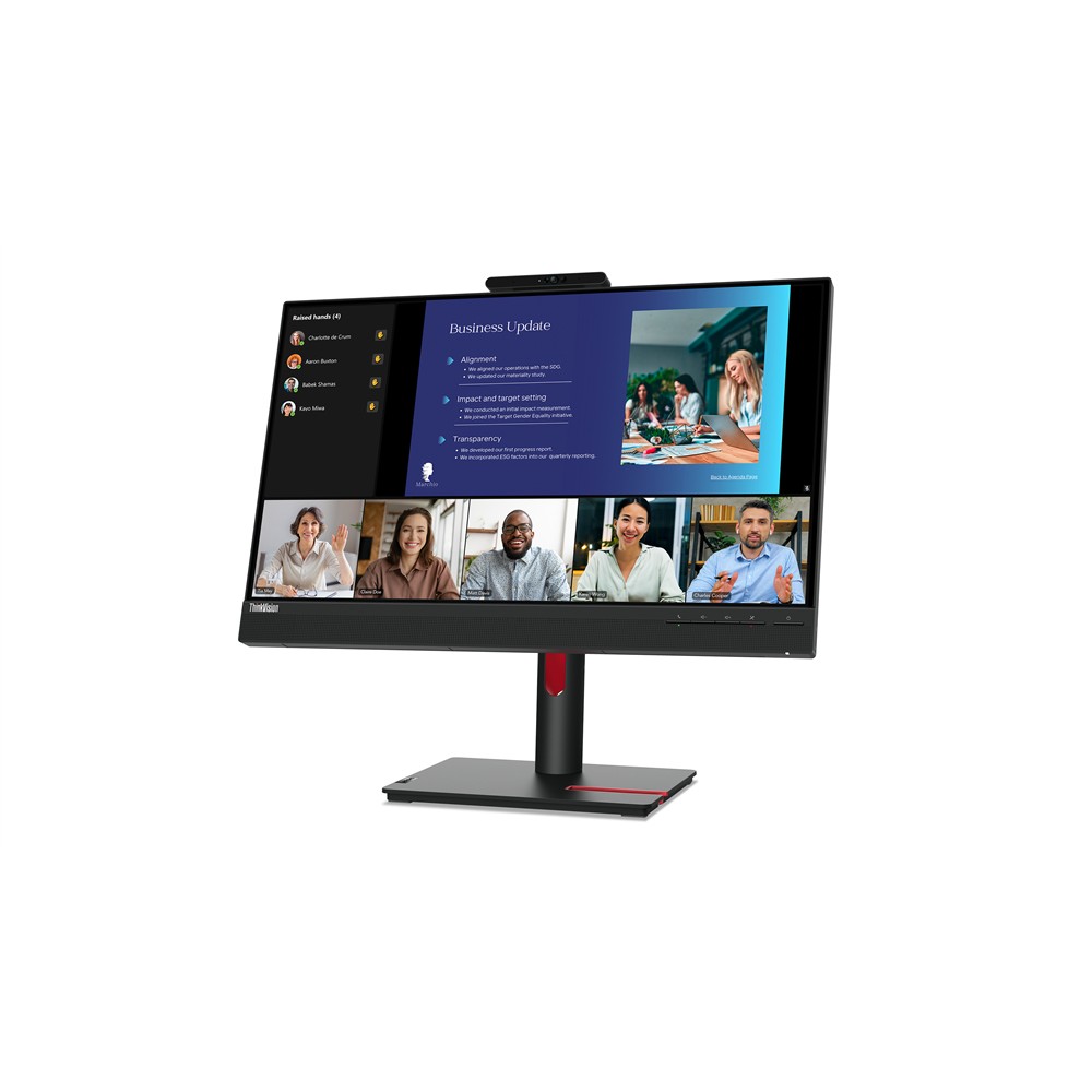 Monitor për Punë 61cm/24" (1920x1080) Lenovo ThinkVision T24v-30 16:9 FHD IPS 75Hz 4ms HDMI VGA DP Lautës Speaker Webcam Zi - Figura 2