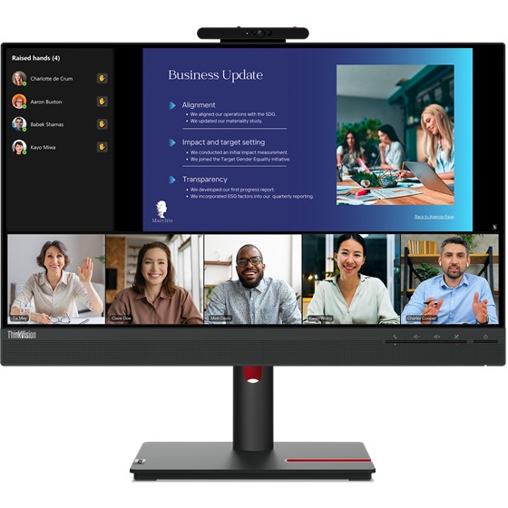 Monitor për Punë 61cm/24" (1920x1080) Lenovo ThinkVision T24v-30 16:9 FHD IPS 75Hz 4ms HDMI VGA DP Lautës Speaker Webcam Zi - Figura 3