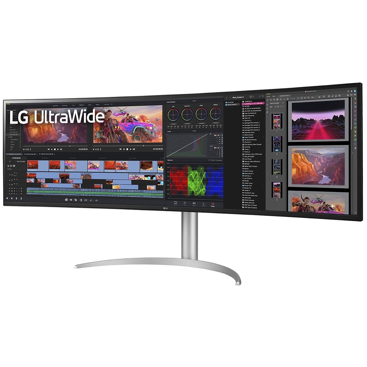 Monitor LG UltraWide 49BQ95C-W / 49" UWDQHD Nano IPS Curved 5ms 144Hz / HDMI DP USB-C Speaker / e bardhë - Figura 2