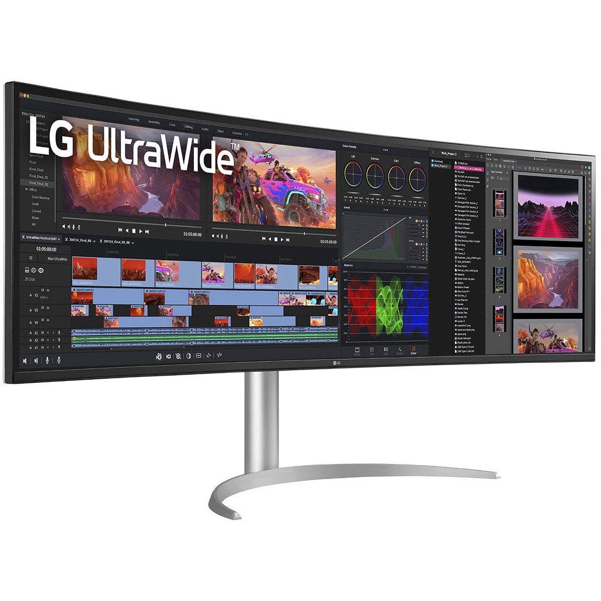 Monitor LG UltraWide 49BQ95C-W / 49" UWDQHD Nano IPS Curved 5ms 144Hz / HDMI DP USB-C Speaker / e bardhë - Figura 3