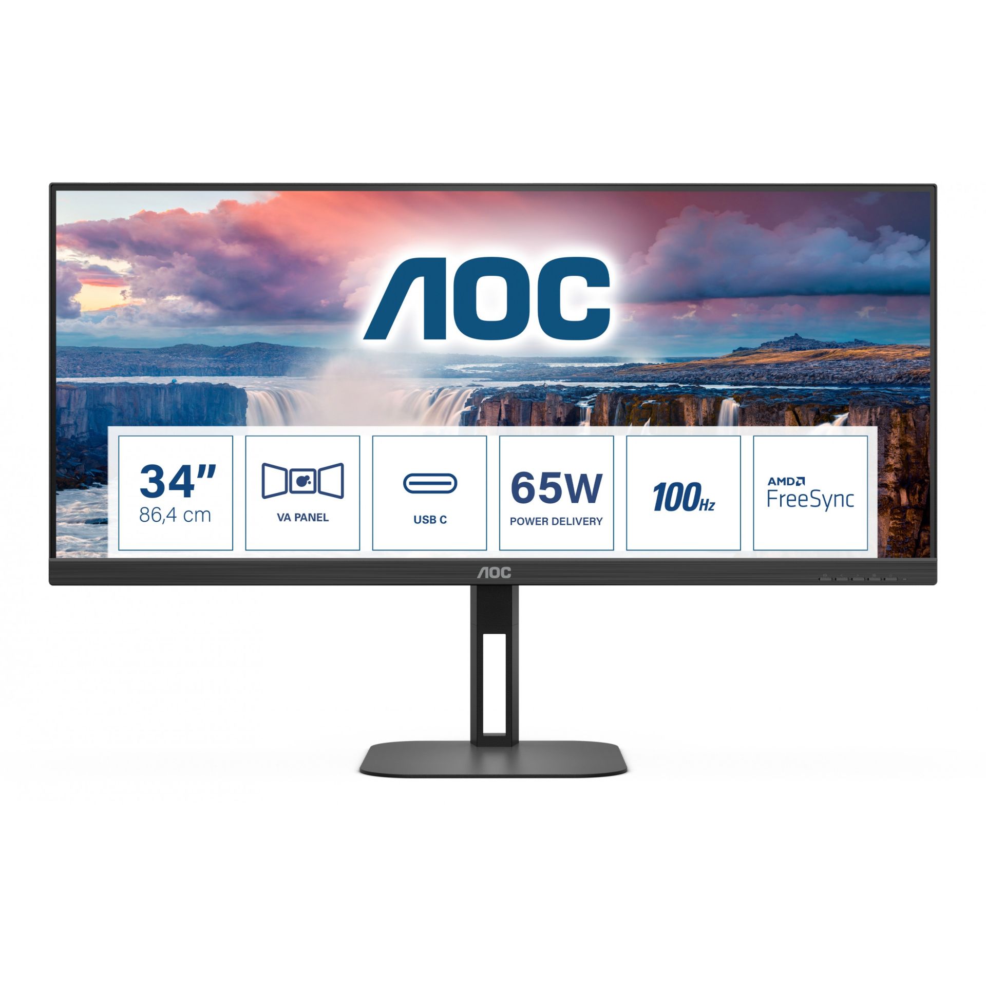 Monitor AOC Value-line CU34V5C/BK / 34" / 3440x1440 / 100Hz / 1ms / VA / i zi