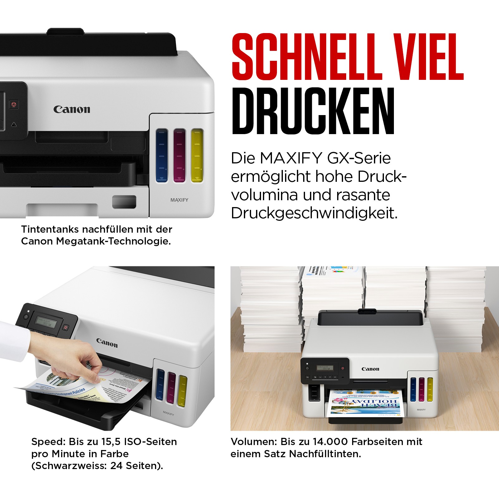 Printer Multifunksional Canon MAXIFY GX1050 Inkjet 3in1 / Duplex - Bardhë - Figura 3