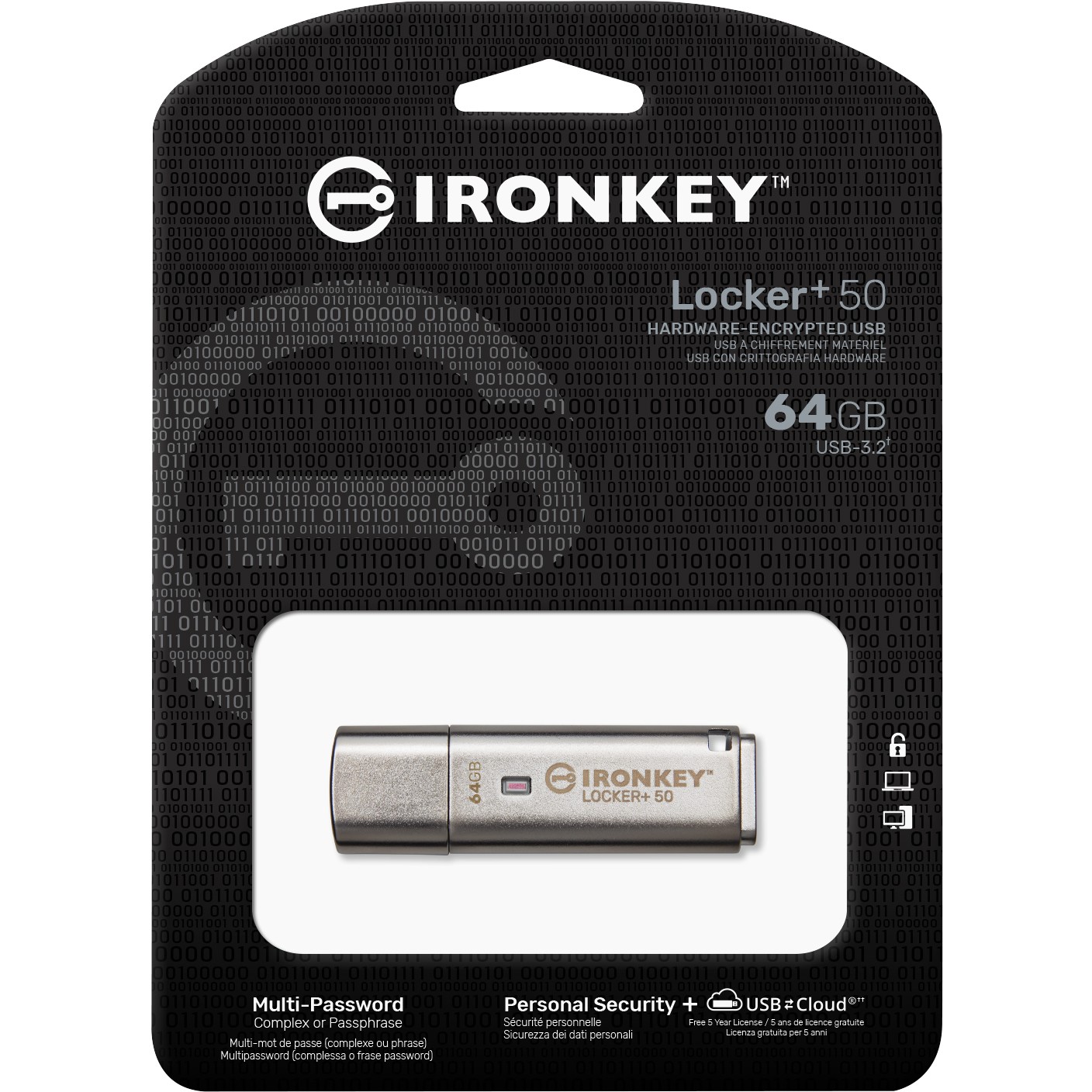 USB Flash Drive STICK 64GB USB 3.2 Kingston IronKey Locker+ 50 - Hiri - Figura 3