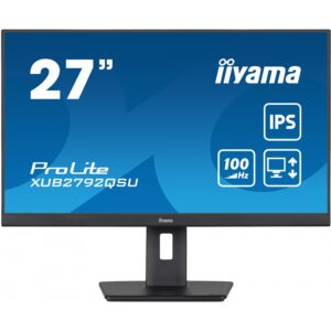 Monitor për Punë 68.5cm/27" (2560x1440) iiyama ProLite XUB2792QSU-B6 16:9 WQHD IPS 100Hz 0.4ms HDMI DP USB Pivot Zëdhënës i Zi