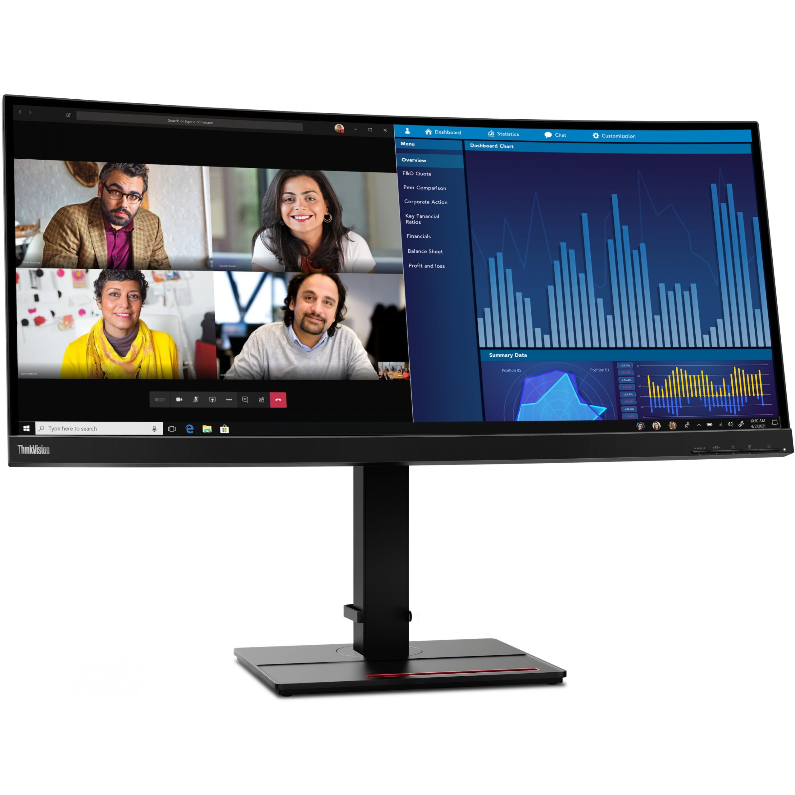 Monitor i lakuar Lenovo ThinkVision P34w-20 / 34" Wide Quad HD IPS 6 ms 60 Hz Curved / HDMI DP USB-C Speaker / e zezë - Figura 3