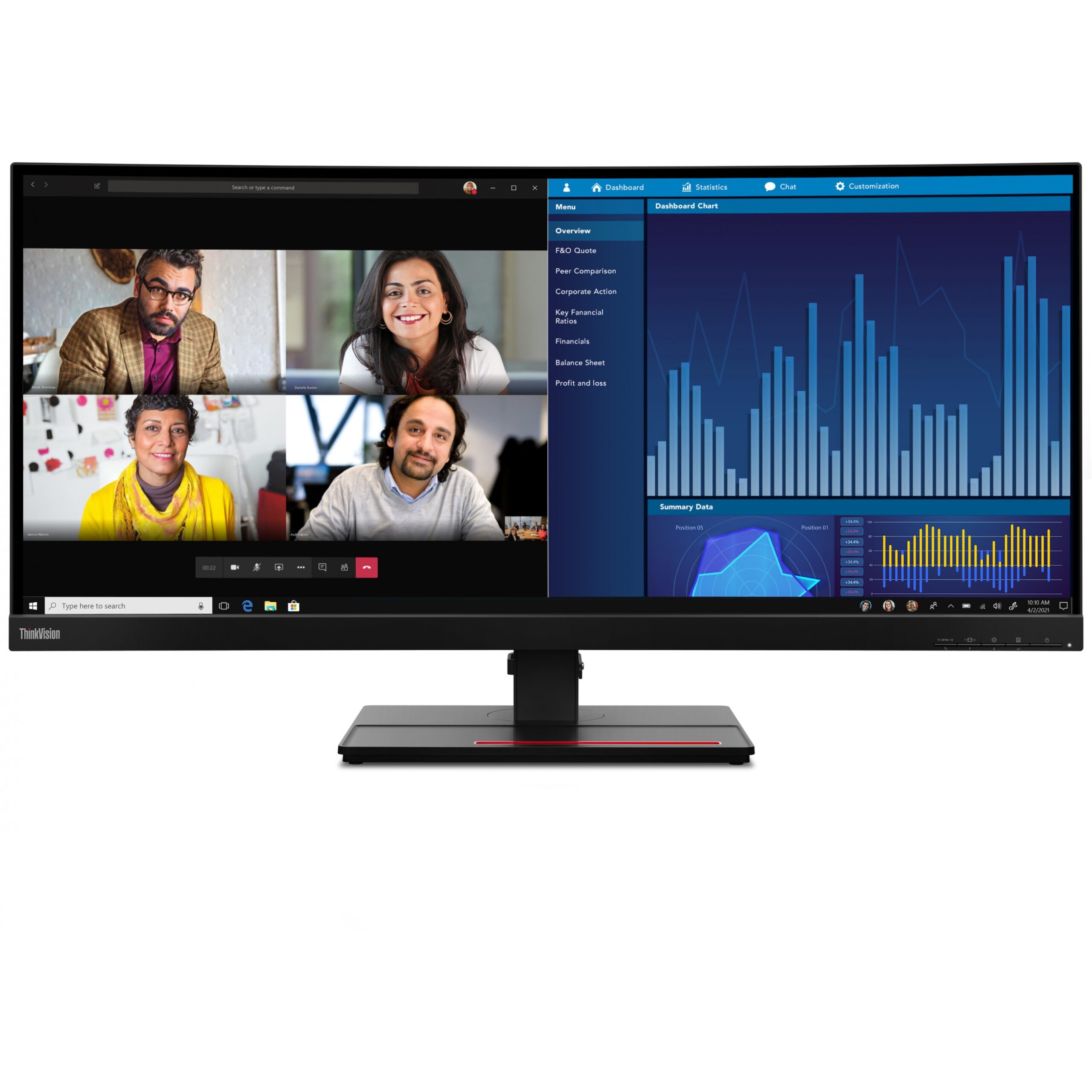 Monitor i lakuar Lenovo ThinkVision P34w-20 / 34" Wide Quad HD IPS 6 ms 60 Hz Curved / HDMI DP USB-C Speaker / e zezë - Figura 5