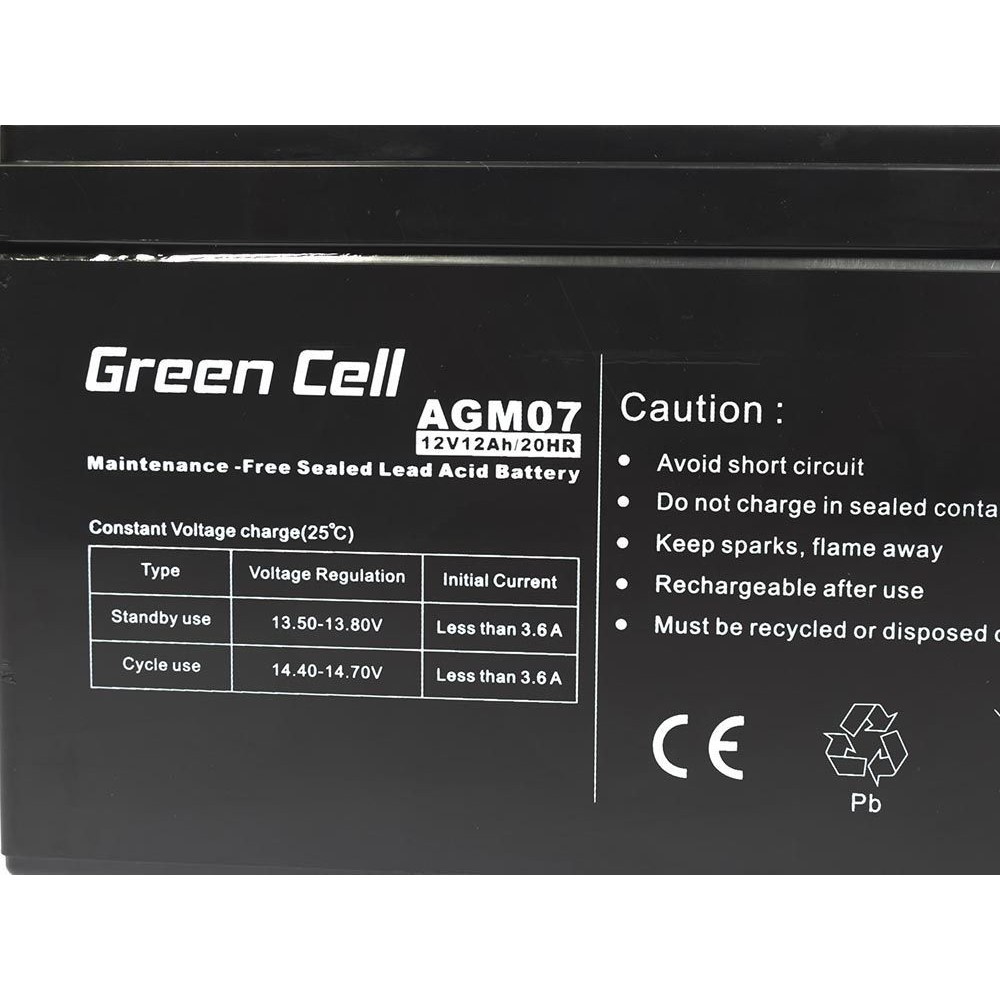 Bateri të mesme Green Cell Replacement Battery AGM07 12V / 12Ah - Figura 2