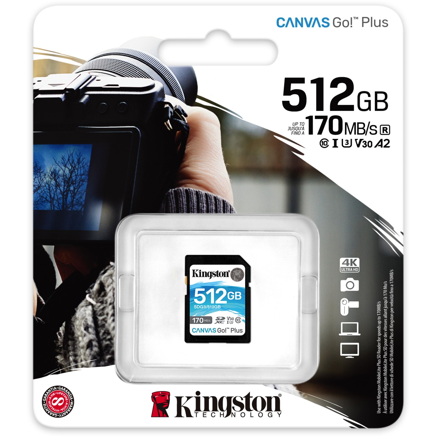 Kartë Memorie SD CARD 512GB Kingston Canvas Go! Plus XC 170MB/s - Figura 3