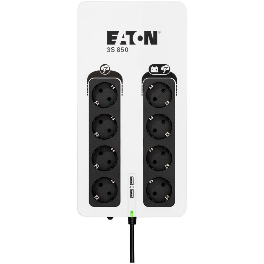 Eaton 3S Gen2 3S850D – 850VA 510W Offline UPS with Surge Protection, USB Communication, 8x Schuko and Compact Design for Home & Office Backup Power - Figura 2