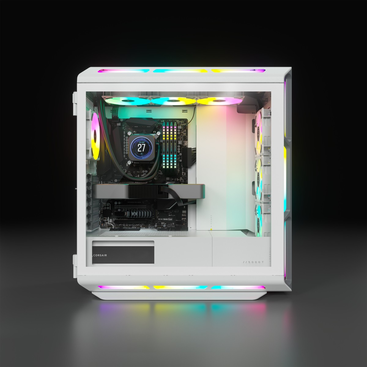Kasë Midi Corsair iCUE 5000T, RGB TG, e bardhë - Figura 3