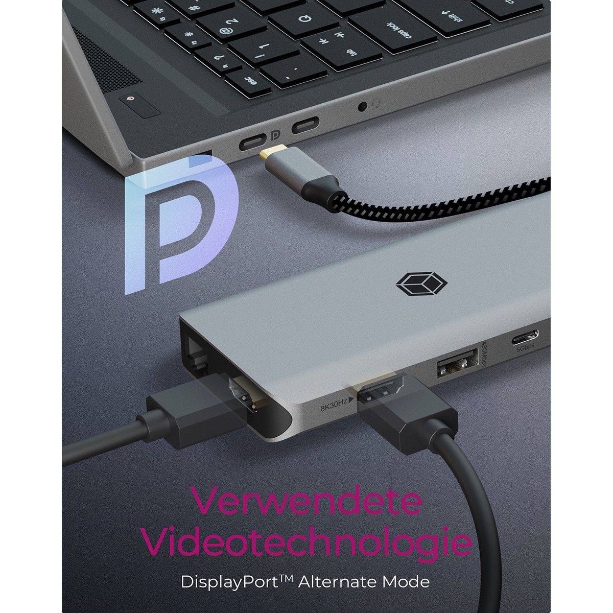 Docking Station ICY BOX IB-DK4061-CPD USB-C 12-në-1 PD 100W - Zezë - Figura 5