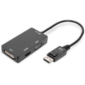 Kabllo Digitus DisplayPort & HDMI, DVI, VGA (ST-BU), 0.2m, 4K UHD, 30Hz, e zezë