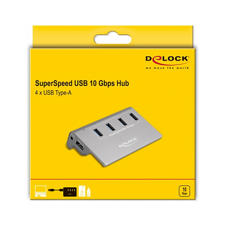 HUB DELOCK USB 3.2 Gen 2 / 4×USB‑A Ports - Gri - Figura 5