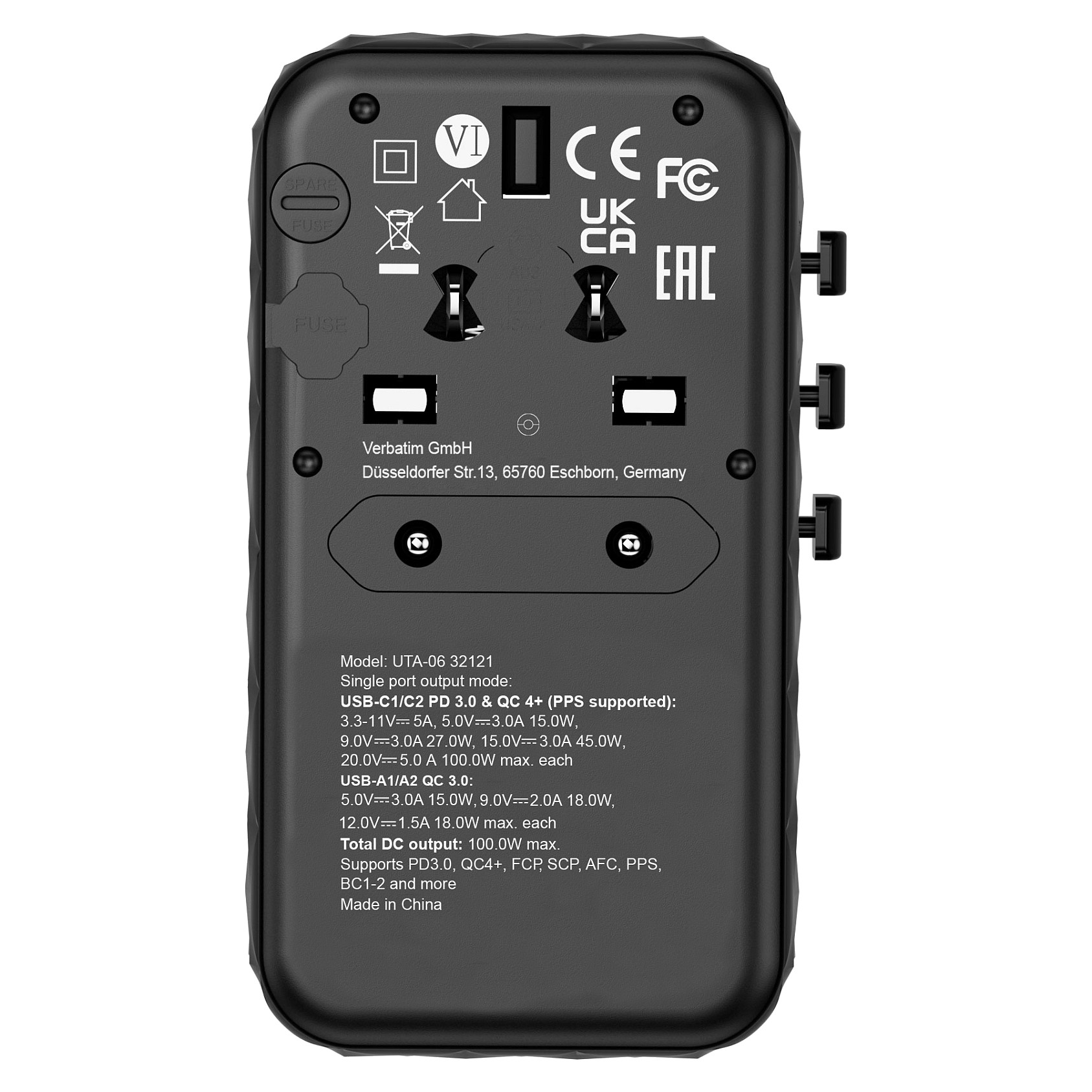 Adapter Verbatim / UTA-06 / 100W / Universal Travel Charger / GaN III - Figura 3