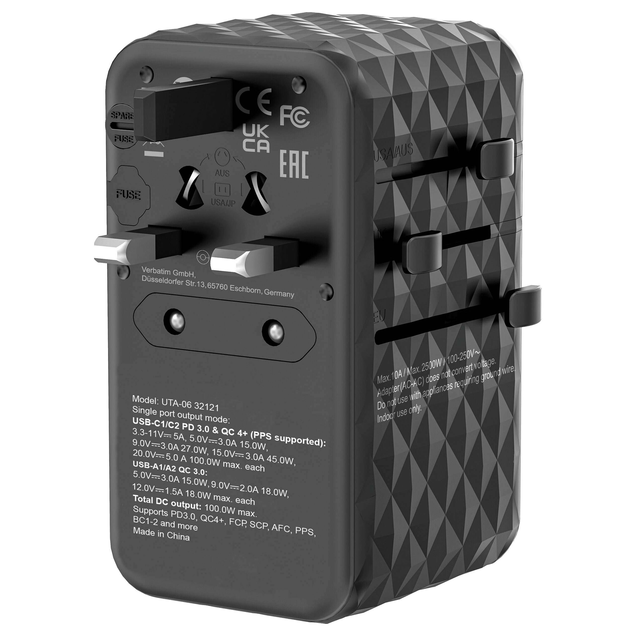 Adapter Verbatim / UTA-06 / 100W / Universal Travel Charger / GaN III - Figura 4