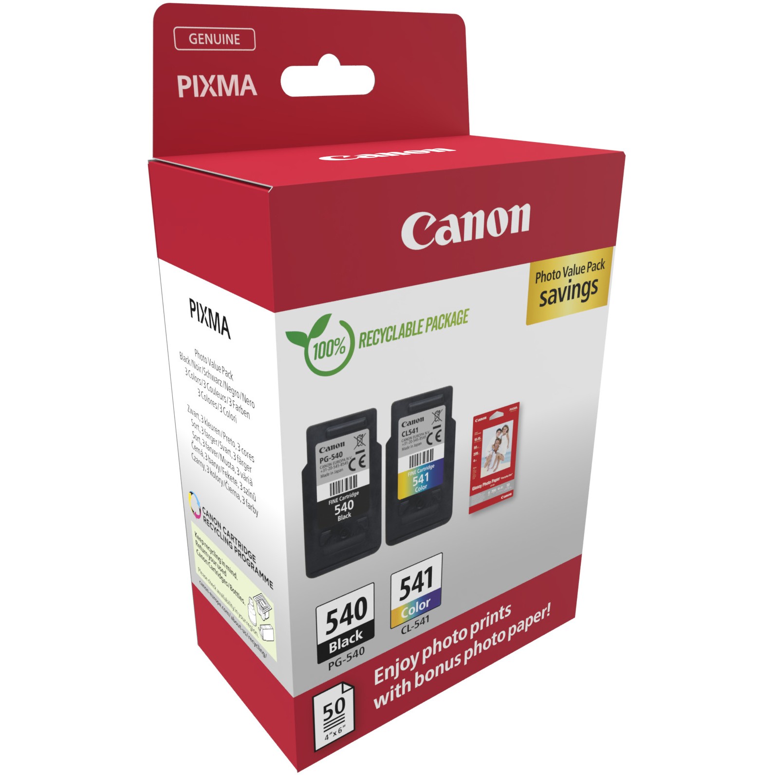 Ink Canon PG-540/CL-541 5225B013 2 copa (e zezë/ngjyrë) + fotopapir - Figura 2