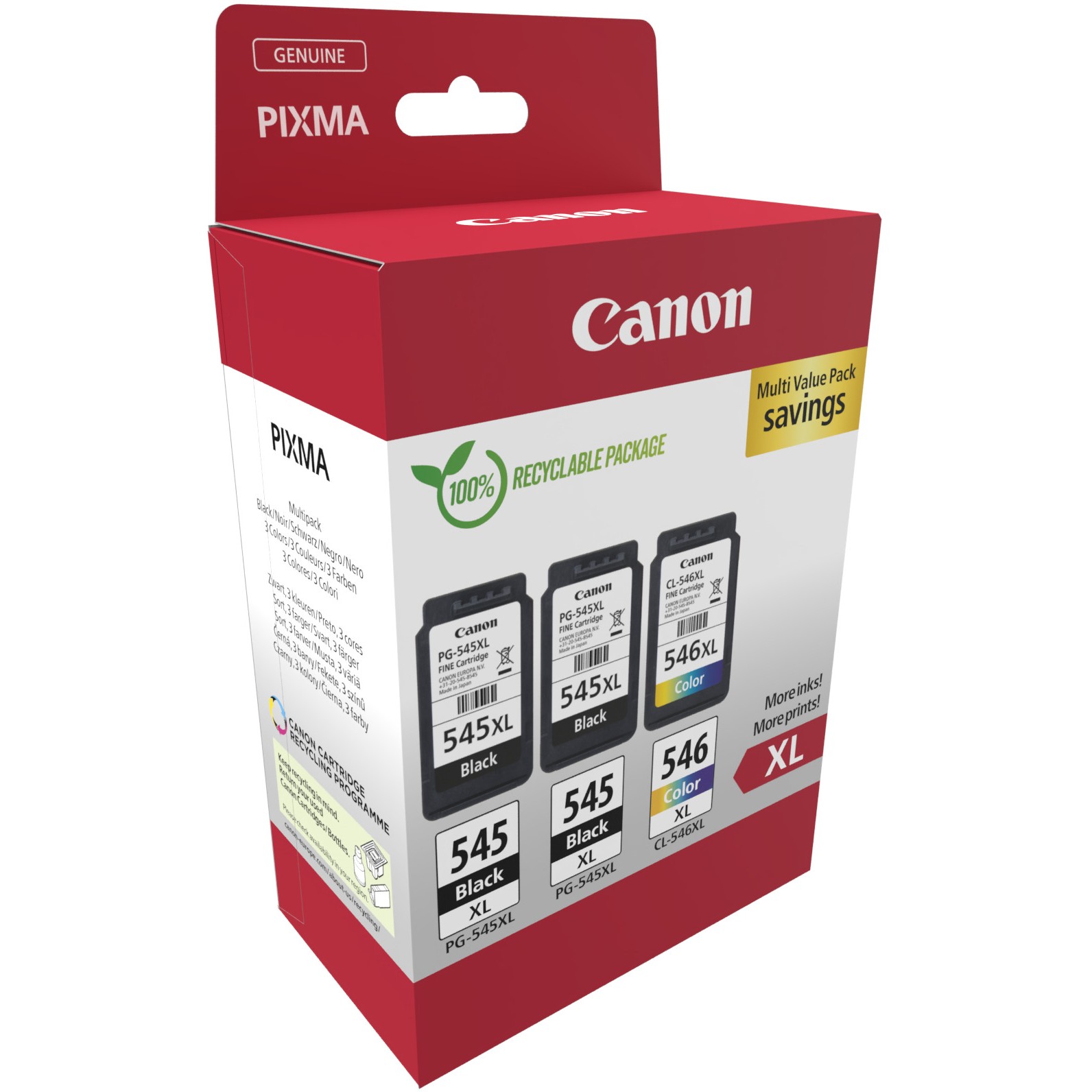 INK / Canon / PG-545XL/CL-546XL / 8283B013 / 3er Multipack – 2x Zezë-Blu-Rozë-Verdhë - Figura 2