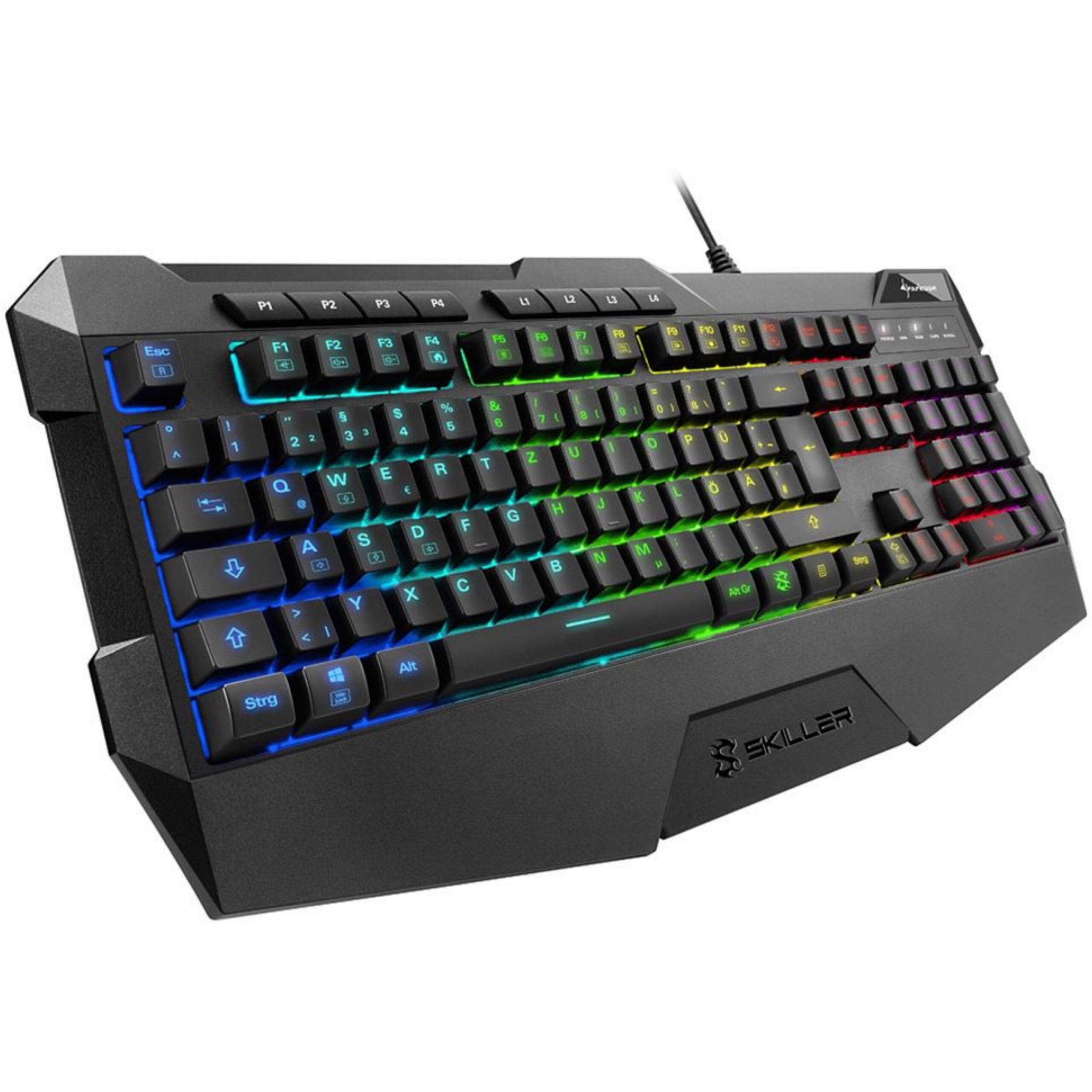 Tastierë gaming Sharkoon Skiller SGK4 Rubberdome / Wired / QWERTZ / German Language - Zezë - Figura 2