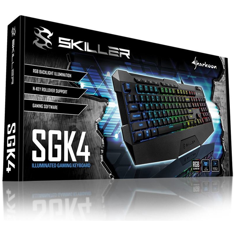 Tastierë gaming Sharkoon Skiller SGK4 Rubberdome / Wired / QWERTZ / German Language - Zezë - Figura 4