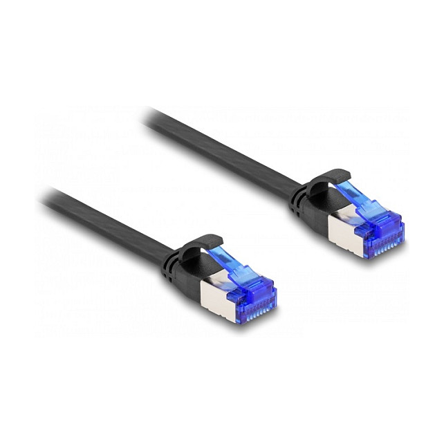 Kabllo për rrjet DeLock Patch Cable CAT6a RJ45 U/FTP Flat / 0.5 m - Zezë