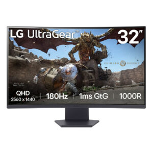 Monitor Gaming LG 32GS60QC-B Ultragear / 31.5”/ Quad HD VA / LCD / Curved / 180 Hz / 1 ms / HDMI+DP - Zezë