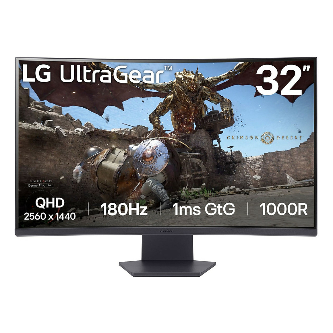 Monitor Gaming LG 32GS60QC-B Ultragear / 31.5”/ Quad HD VA / LCD / Curved / 180 Hz / 1 ms / HDMI+DP - Zezë