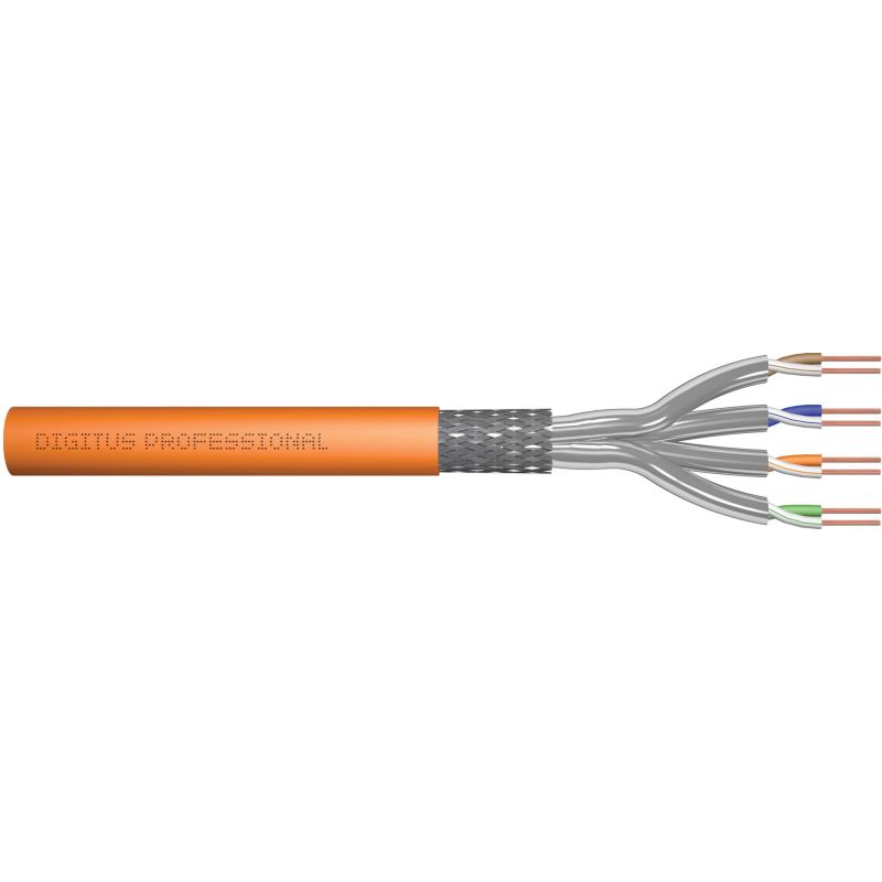Kabllo për rrjet DIGITUS / CAT7 S/FTP / Installation Cable / 100m / Simplex - Portokalli