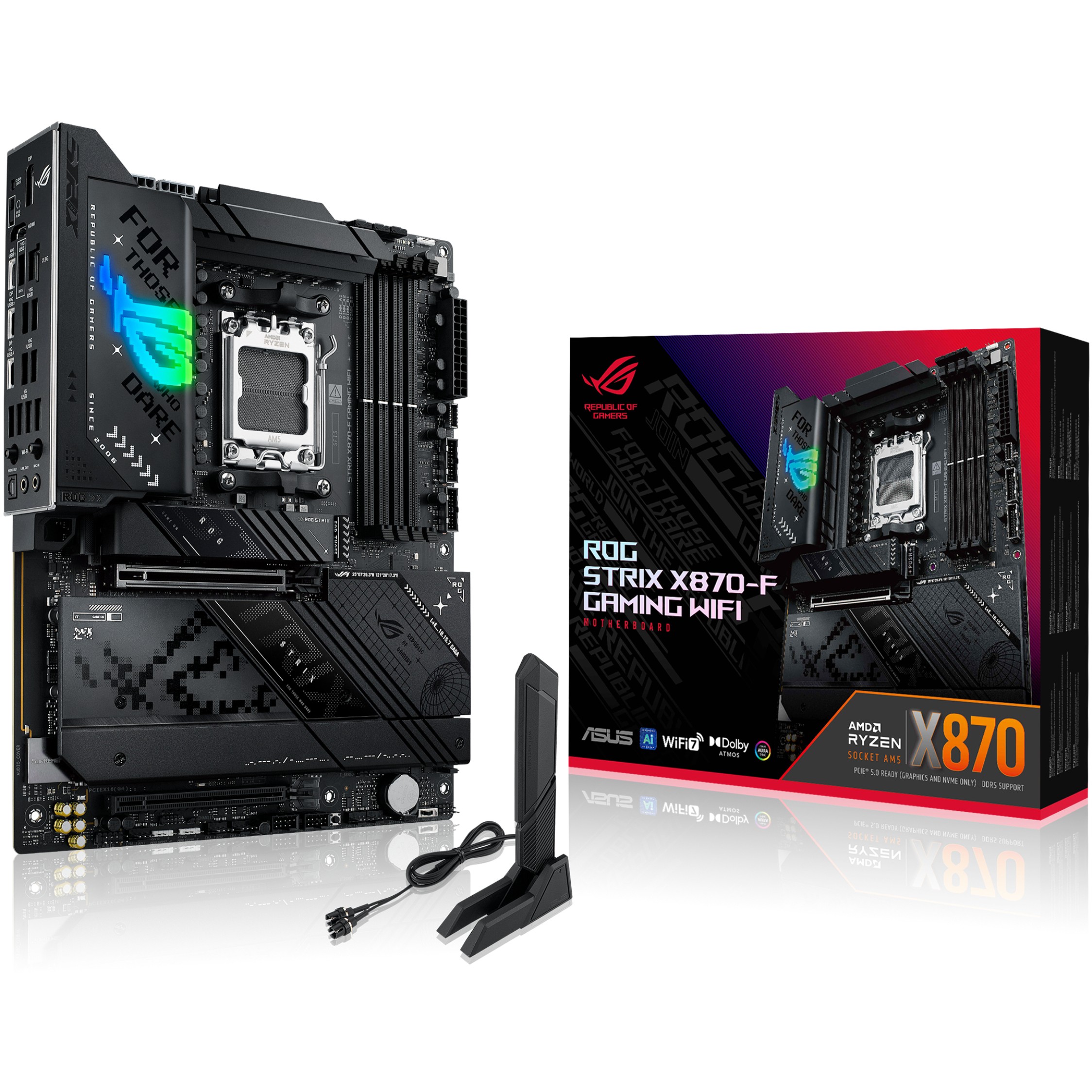 Pllakë Amë AMD AM5 ASUS ROG STRIX X870-F Gaming WIFI / DDR5 / ATX / HDMI+DP