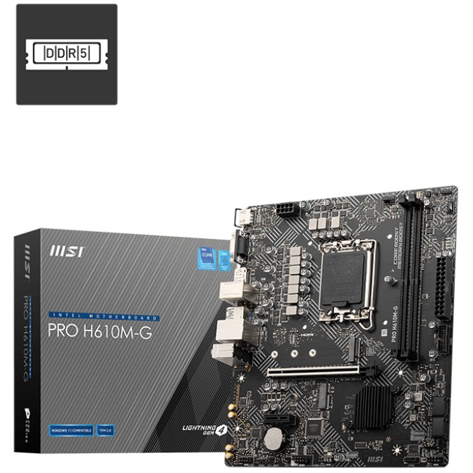 Pllakë Amë MB Intel MSI PRO H610M-G / Intel Socket 1700 / DDR5 / mATX / HDMI+VGA+DP