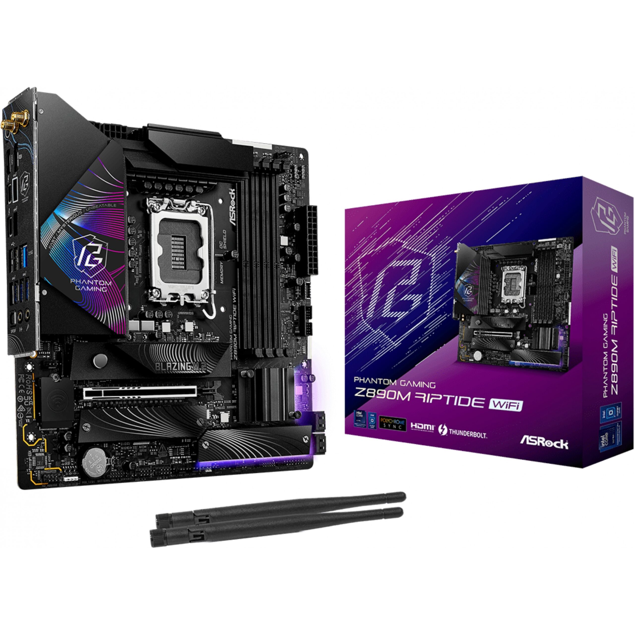 Pllakë Amë MB Intel ASRock Z890M Phantom Gaming Riptide Wifi / LGA 1851 / DDR5 / HDMI+DP